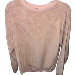 Hello Kitty Women’s Fuzzy Pastel Pink Long Sleeve Sweater Comfy Cozy Cute